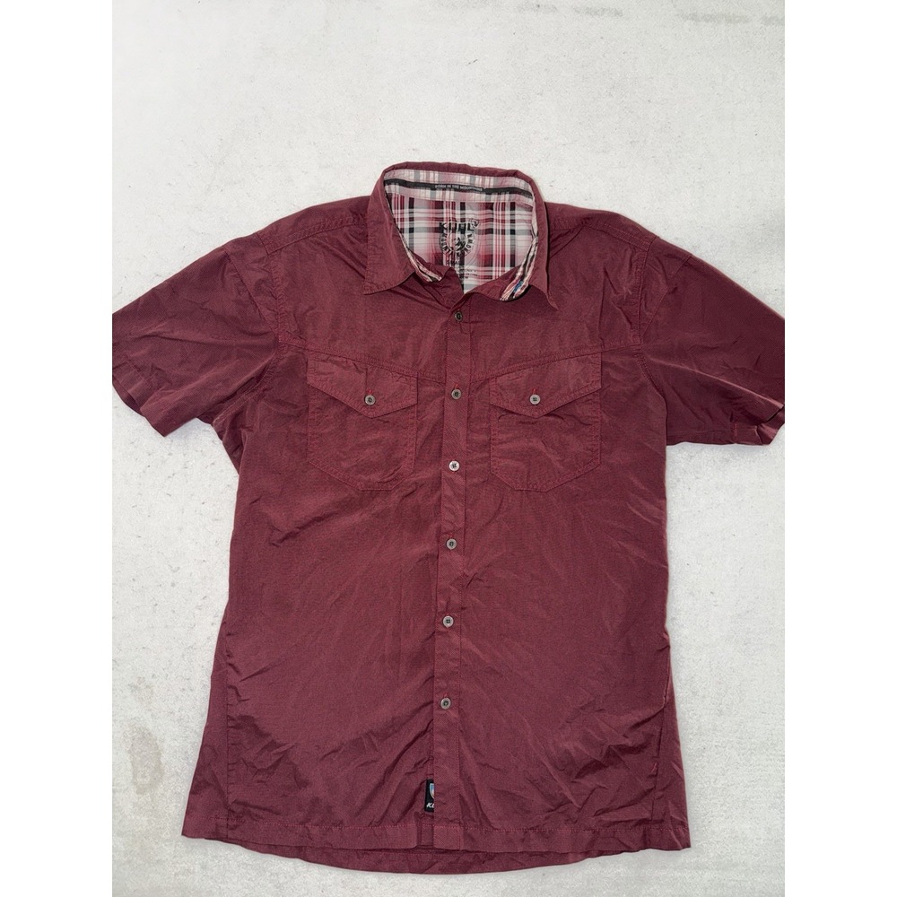 KUHL Eluxur Men's Red Short Sleeve Button Up Shirt Size Small Outdoor‎ Adventure